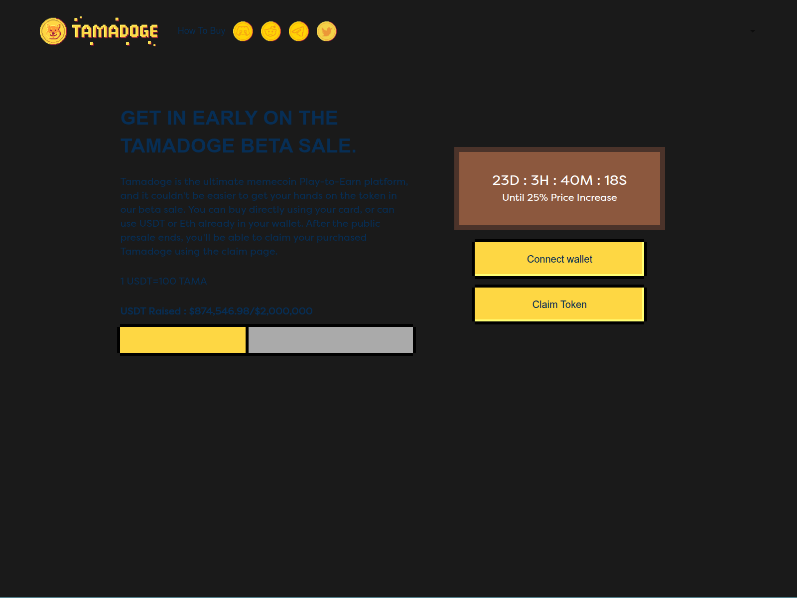 Screenshot of tamadoge.pages.dev