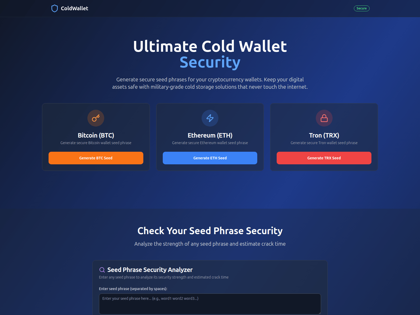 Screenshot of cold-wallet.org