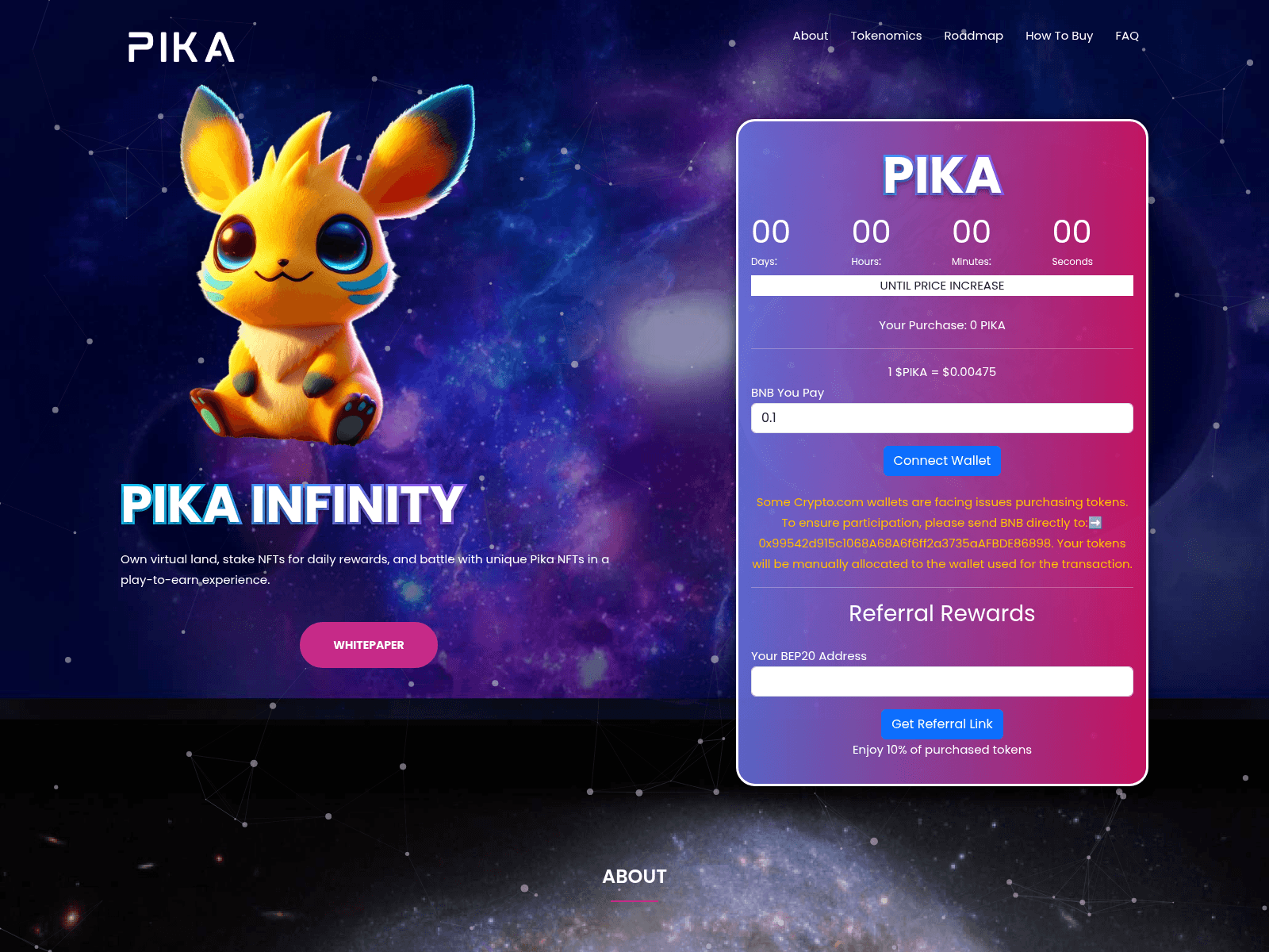 Screenshot of presalepikainfinity.pages.dev