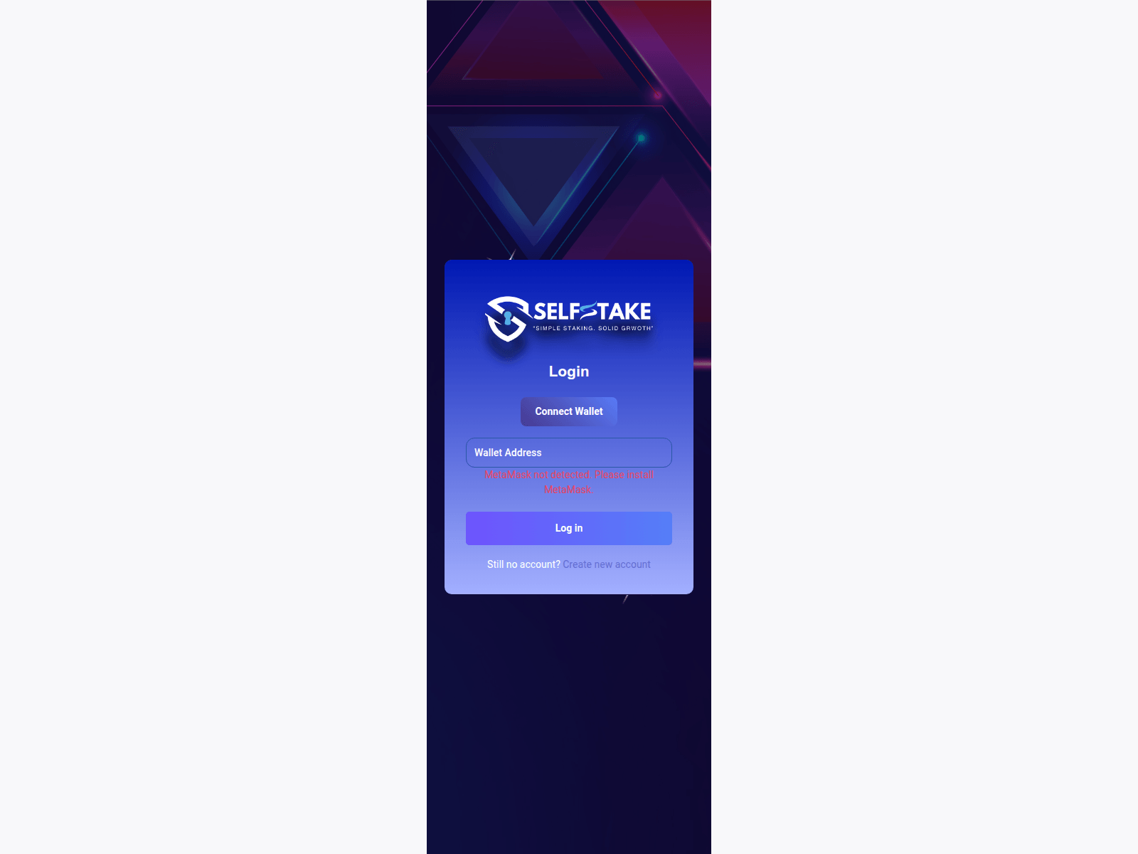 Screenshot of www.selfstake.io