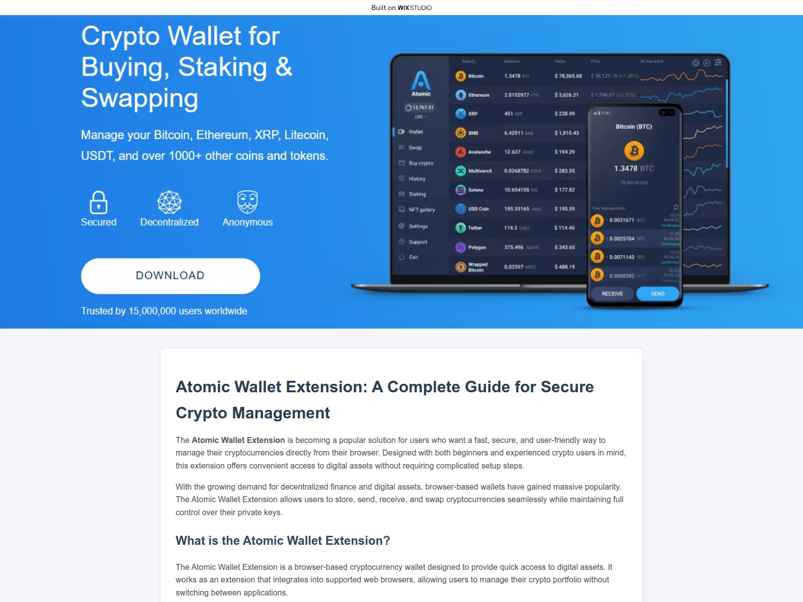 Screenshot of atomicc-io.wixstudio.com