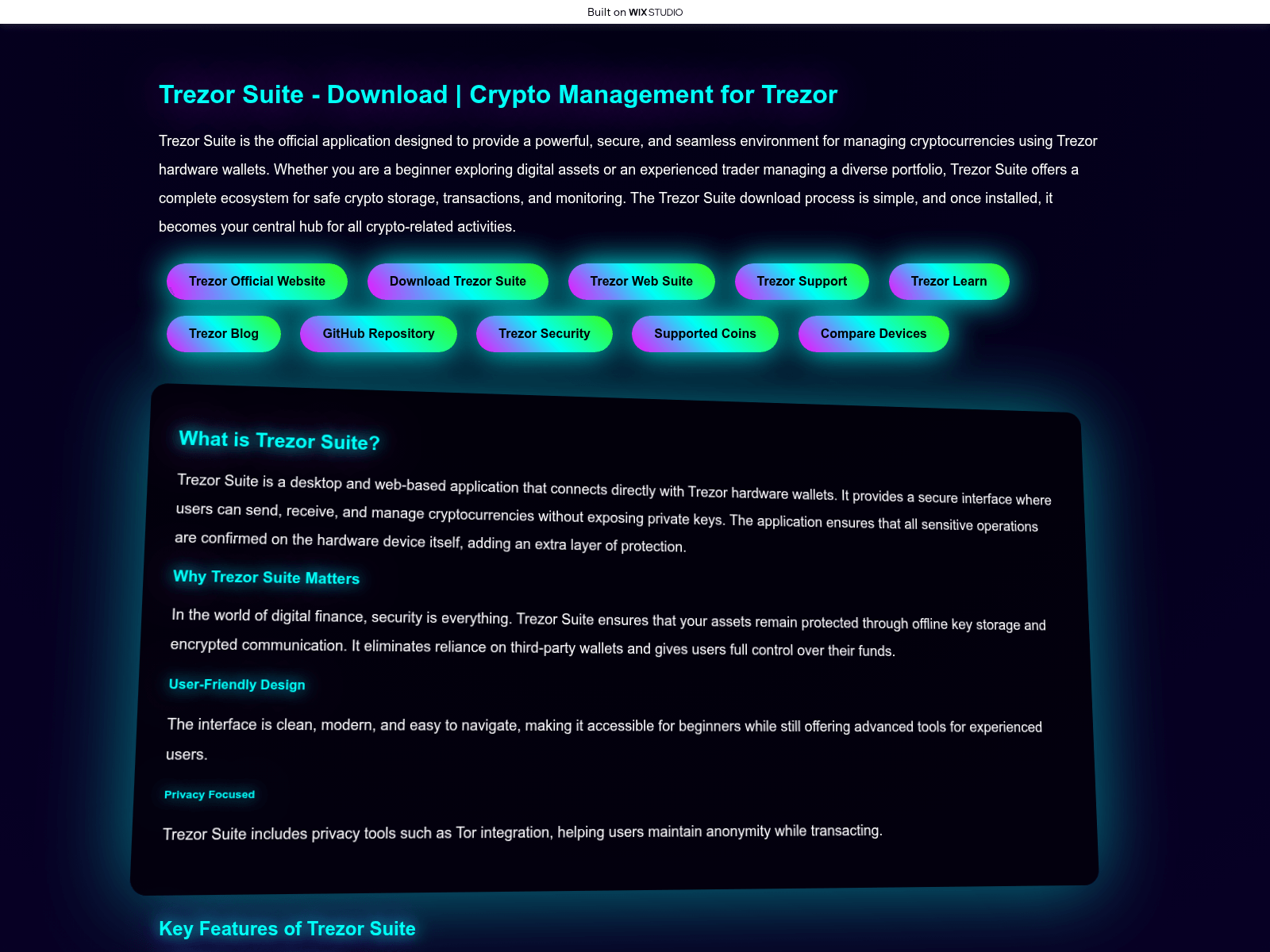 Screenshot of home-pagetrezosuite.wixstudio.com