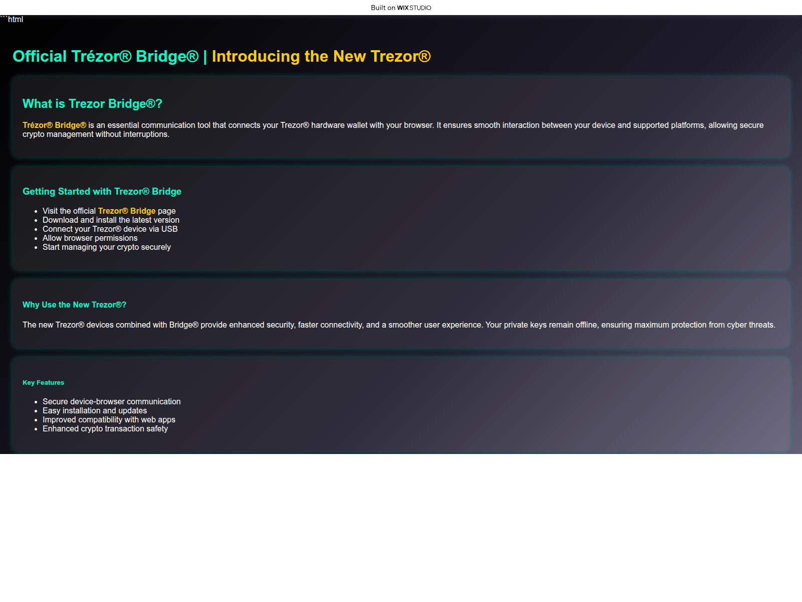 Screenshot of trezbrigg.wixstudio.com