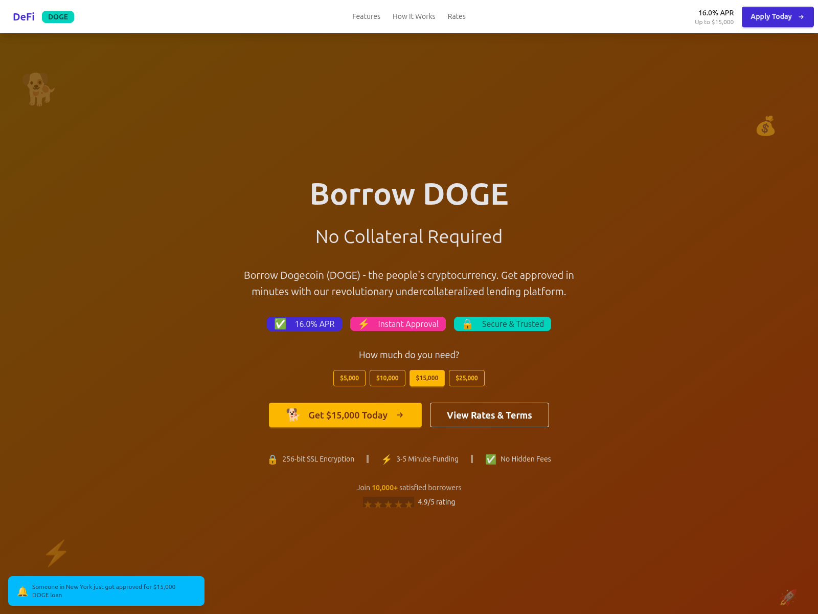 Screenshot of borrow-dogecoin.com