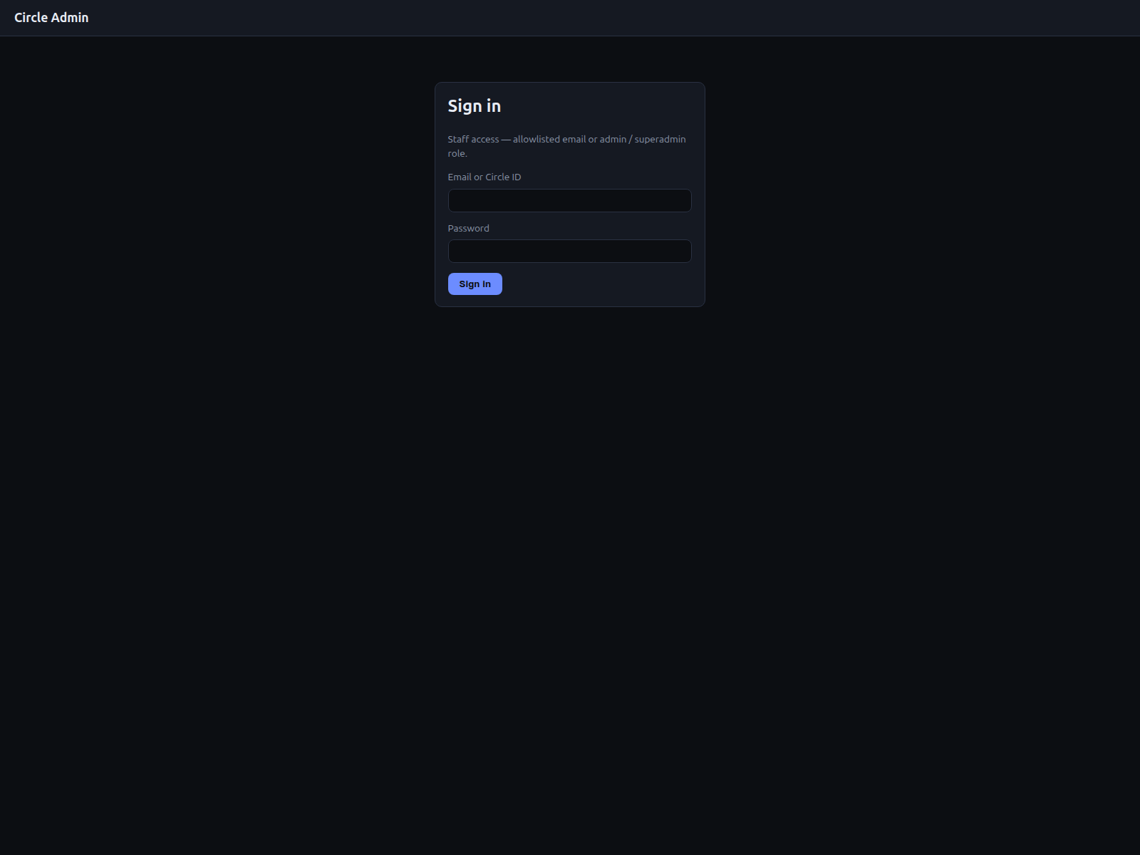 Screenshot of secret.tunnel.thecircleplatform.org