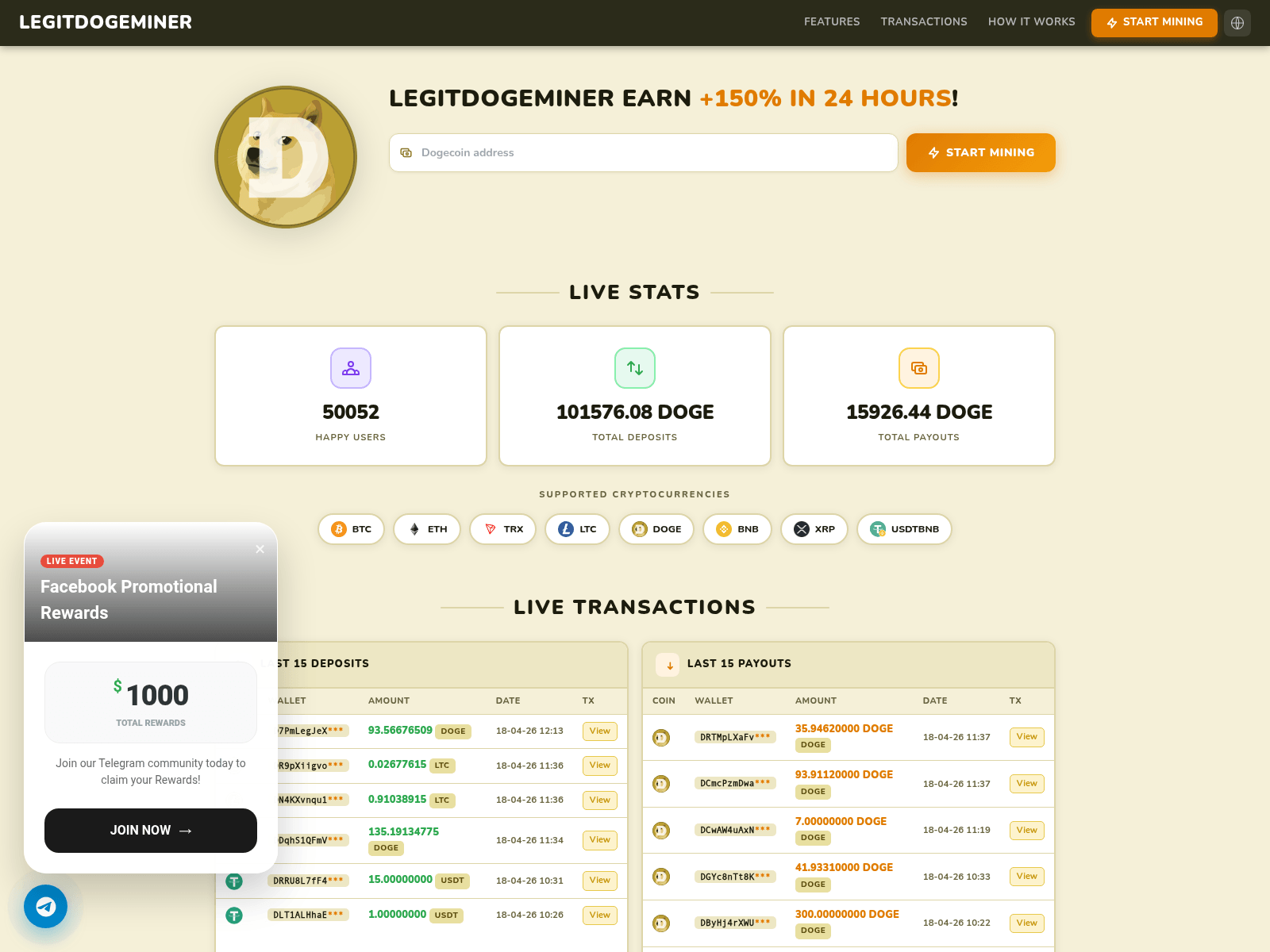 Screenshot of legitdogeminer.top