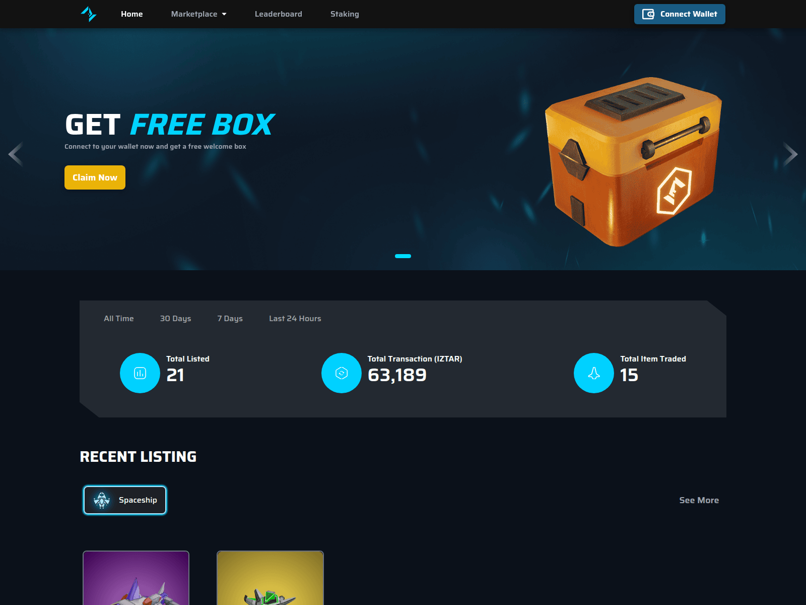Screenshot of marketplace-stg.iztar.io