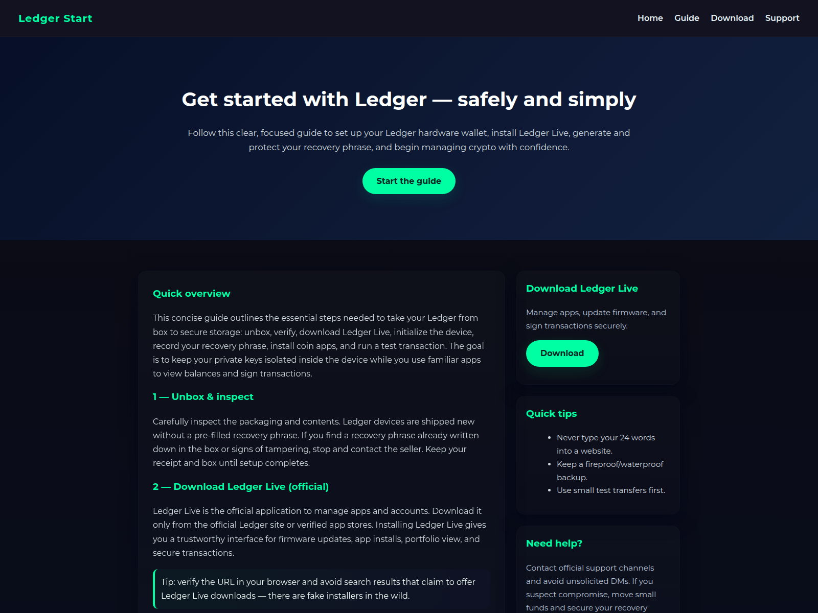 Screenshot of support-ledgrcom-faq.pages.dev