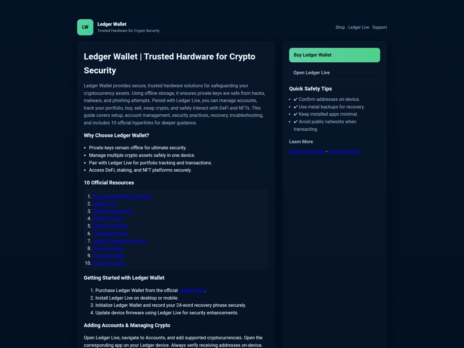 Screenshot of ledzr-wallet-hardware.pages.dev