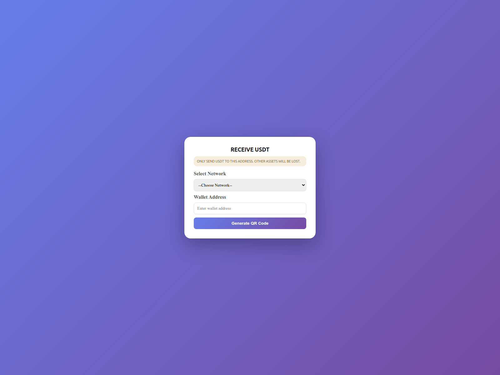 Screenshot of genqr.trustswallet.in