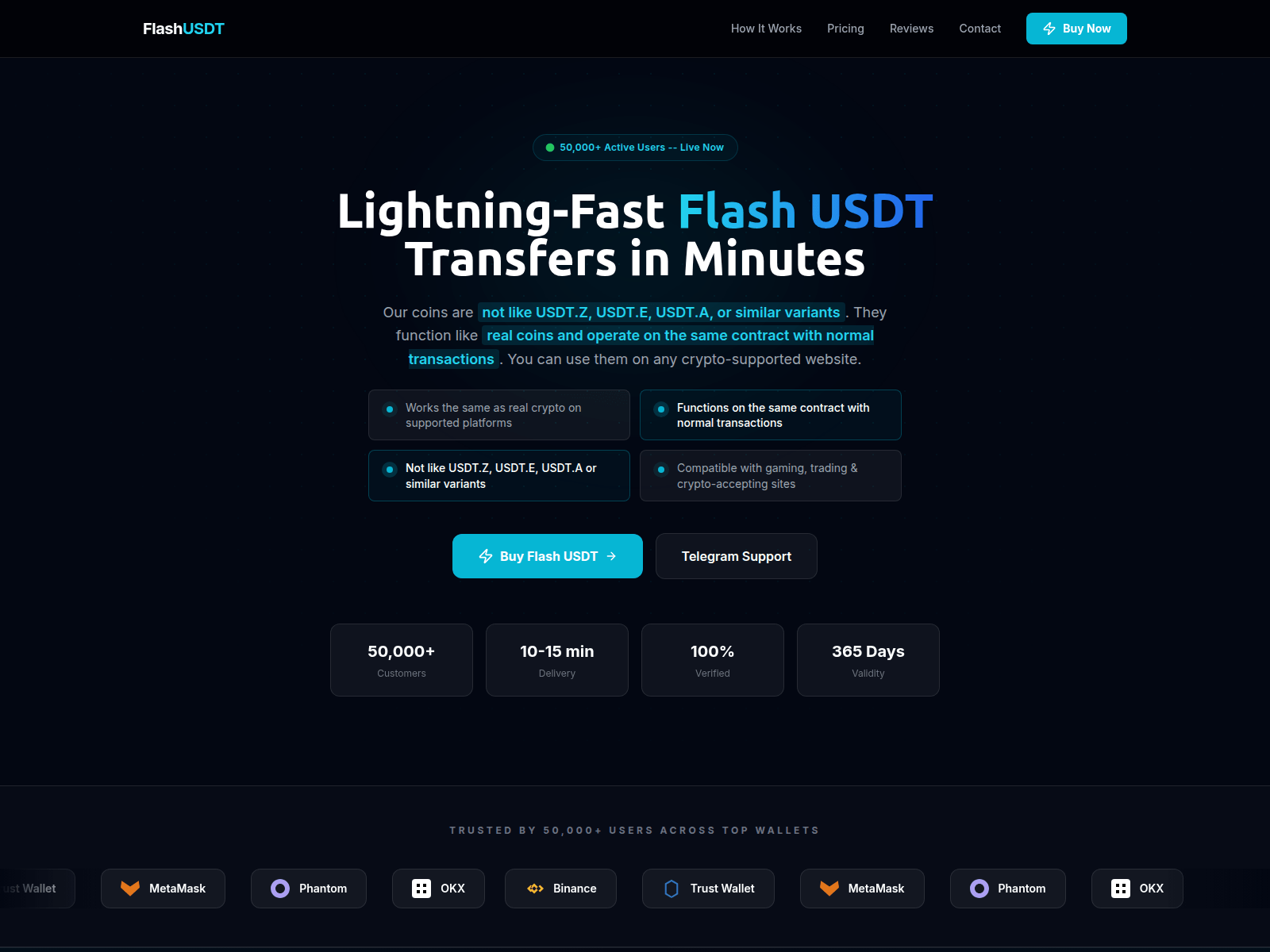Screenshot of usdtflashsender.store.thorchainswap.com