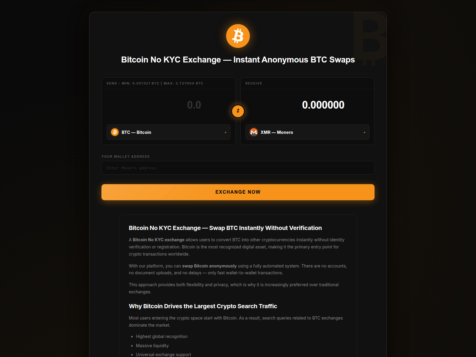 Screenshot of swexbtc.com