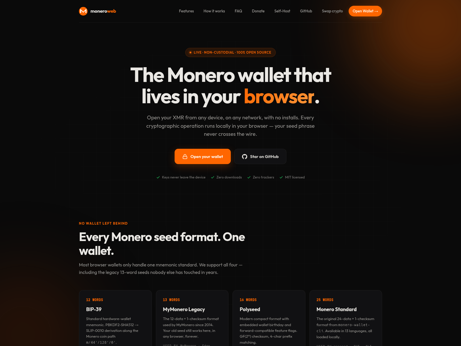 Screenshot of www.monero-web.com