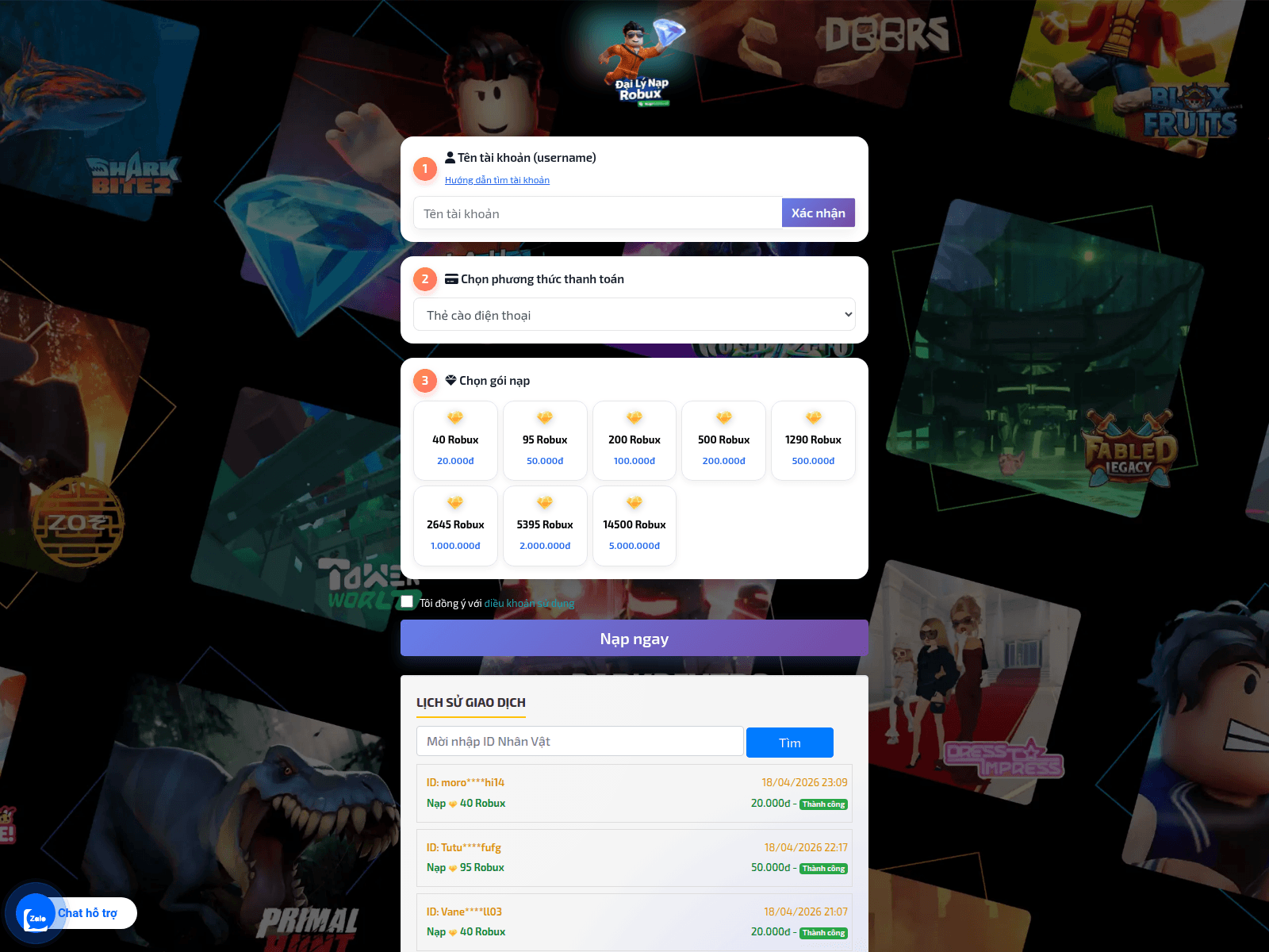 Screenshot of naproblox.id.vn