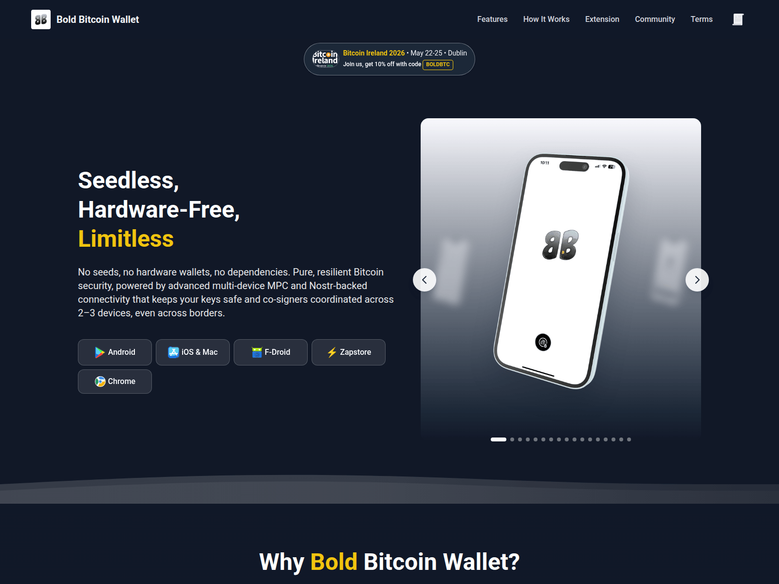 Screenshot of boldbitcoinwallet.com
