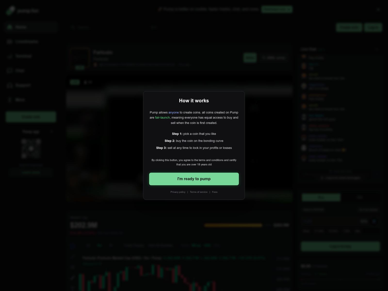 Screenshot of pumply.fun