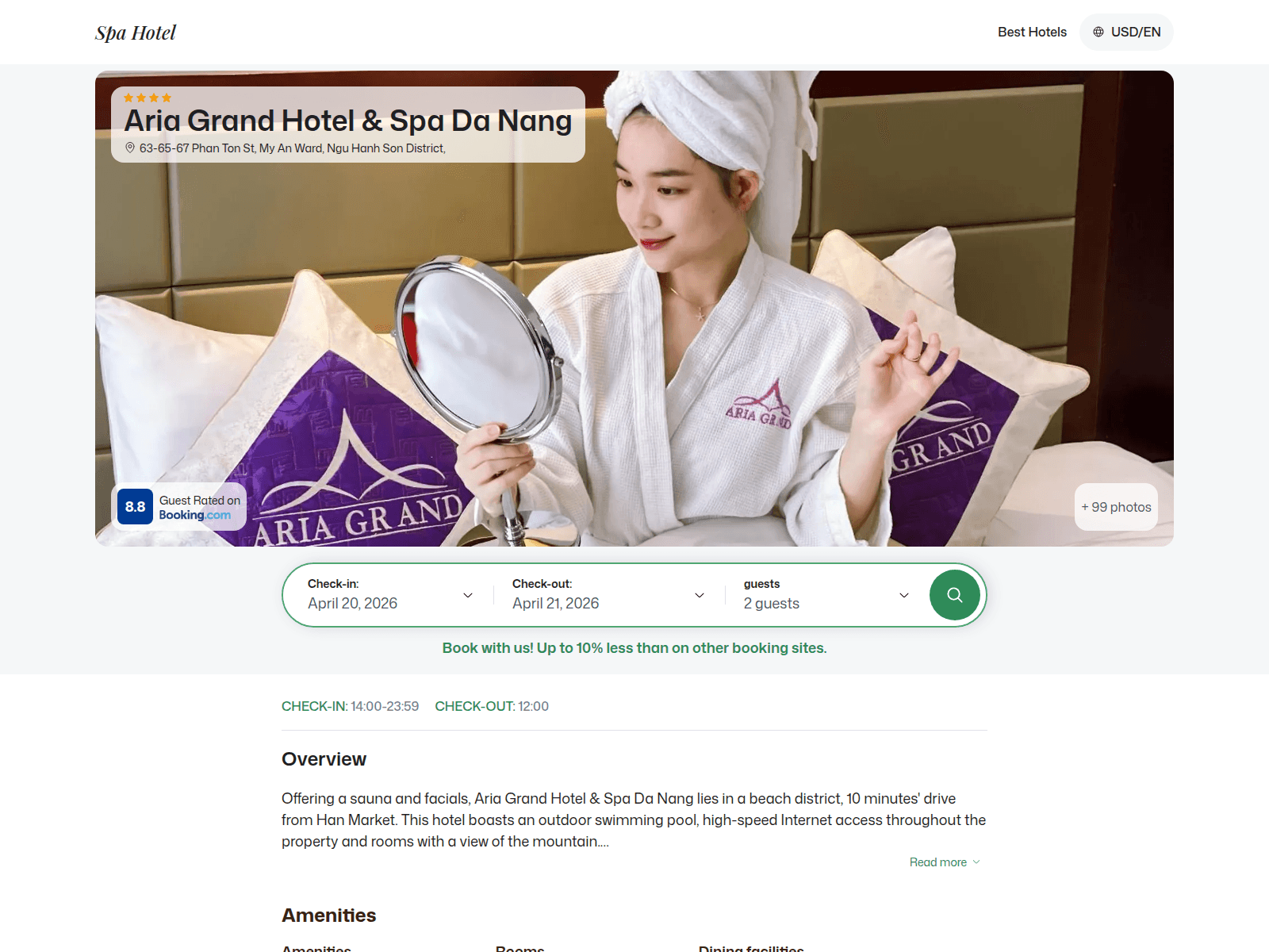 Screenshot of ariagr.spahotel.guru