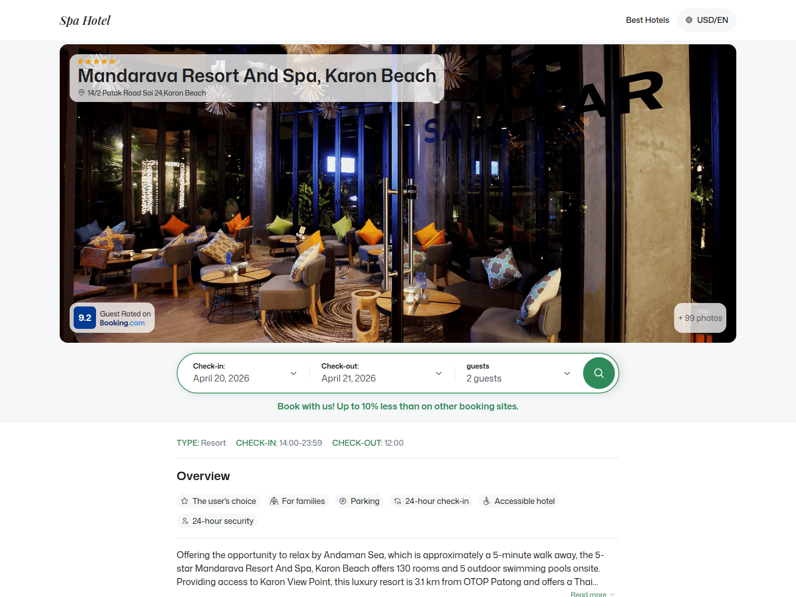 Screenshot of maravakaronbeach.spahotel.guru