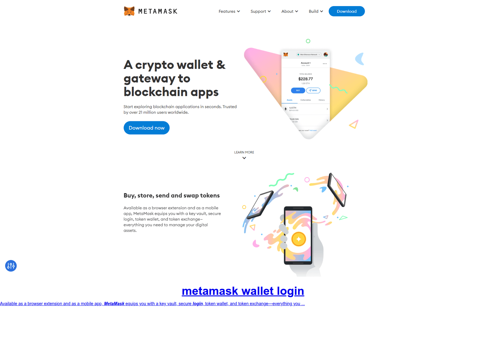 Screenshot of metamaskloginw.webflow.io