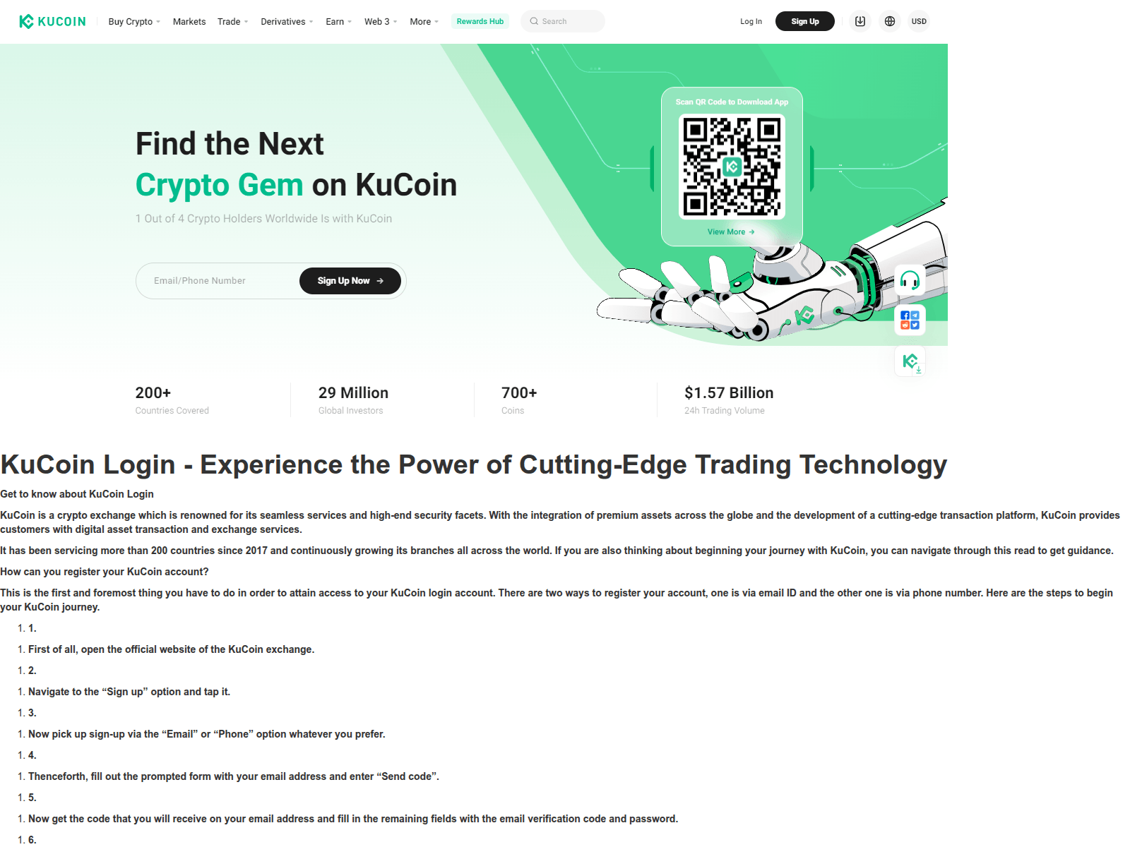 Screenshot of kucoeneloginrow.webflow.io