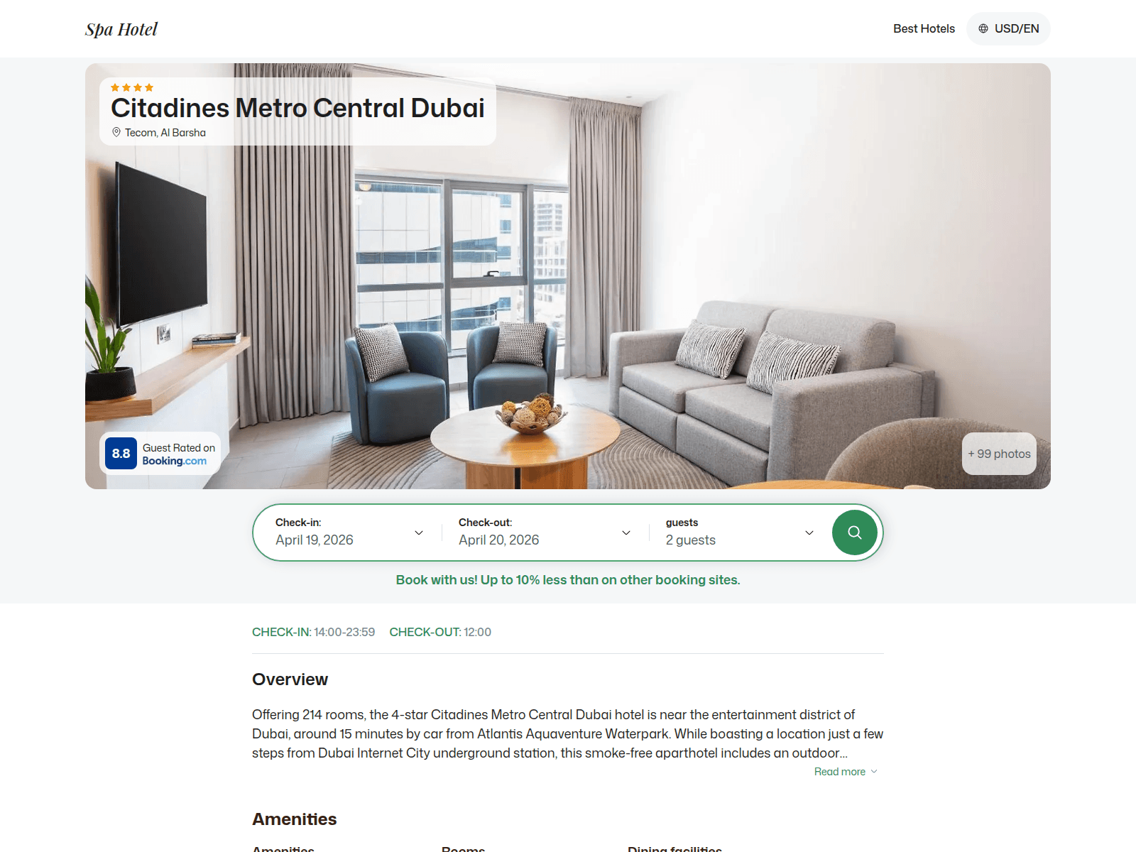 Screenshot of citadesmrocentraldubai.spahotel.guru