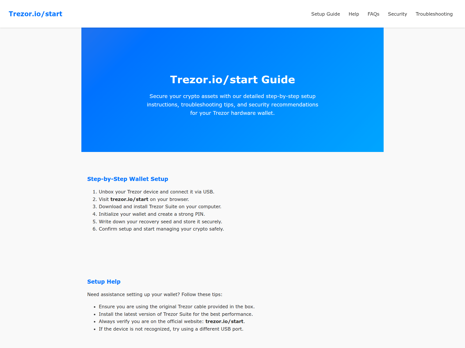 Screenshot of trezur-io-start.pages.dev