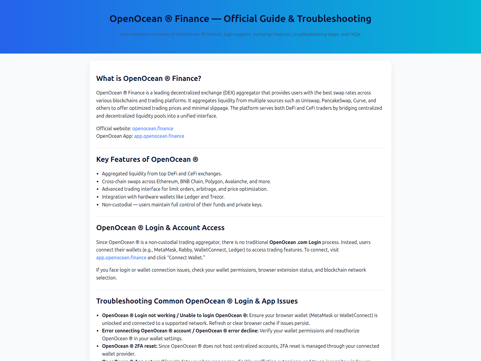 Screenshot of finance-opennocean-io.pages.dev