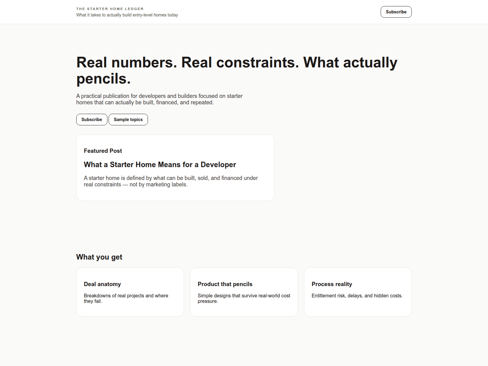 Screenshot of starterhomeledger.com
