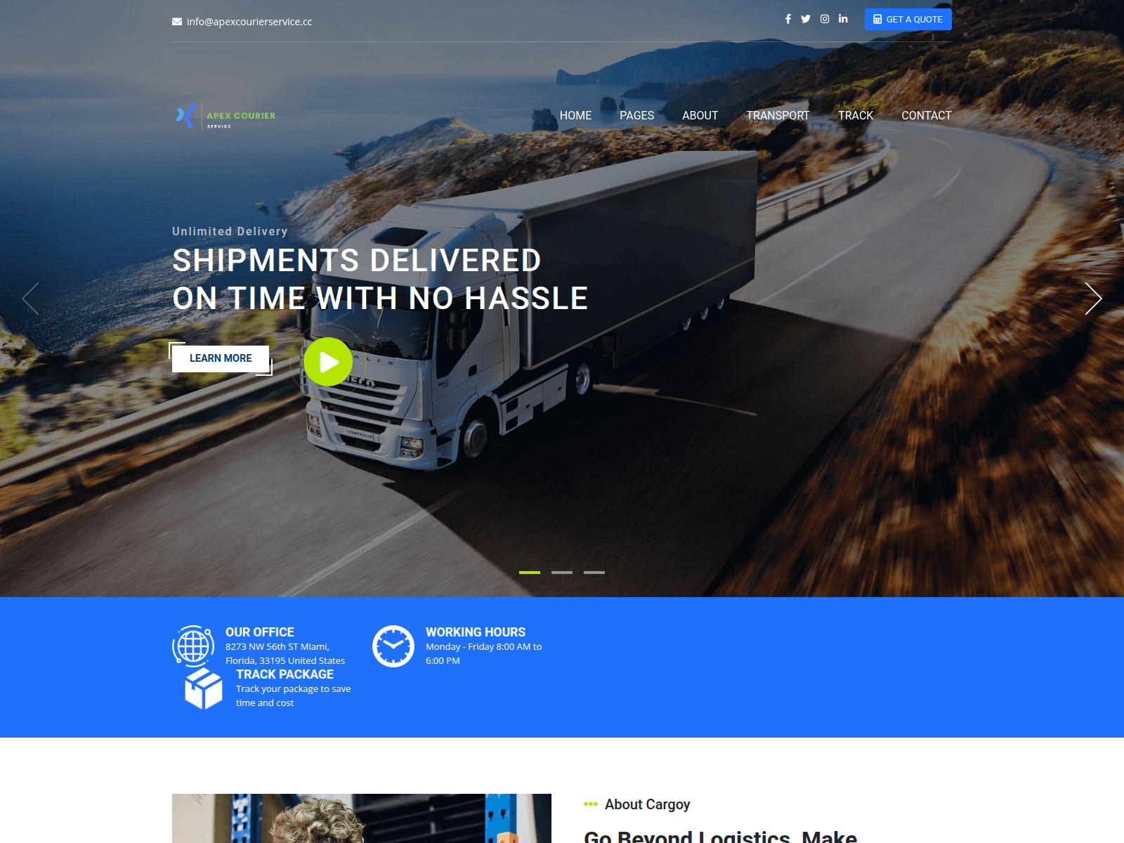 Screenshot of apexcourierservice.site