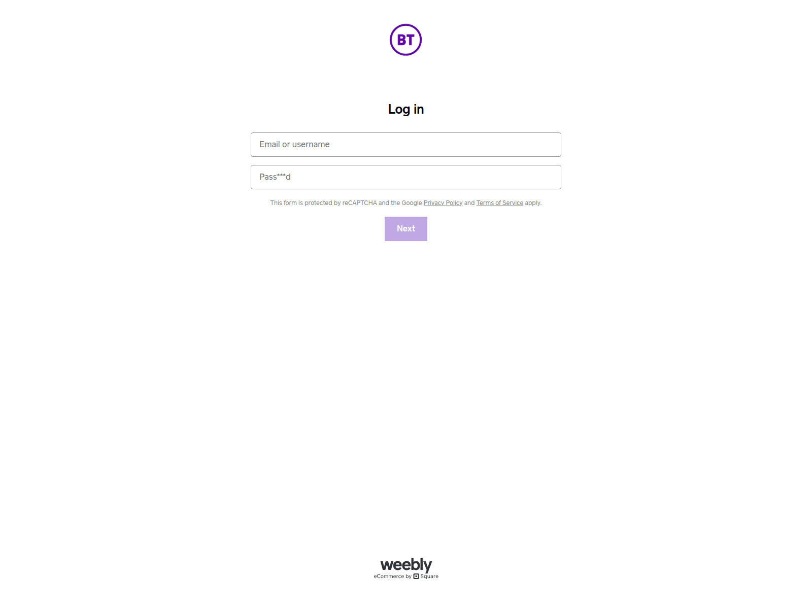 Screenshot of bt-email-update-107358.weeblysite.com