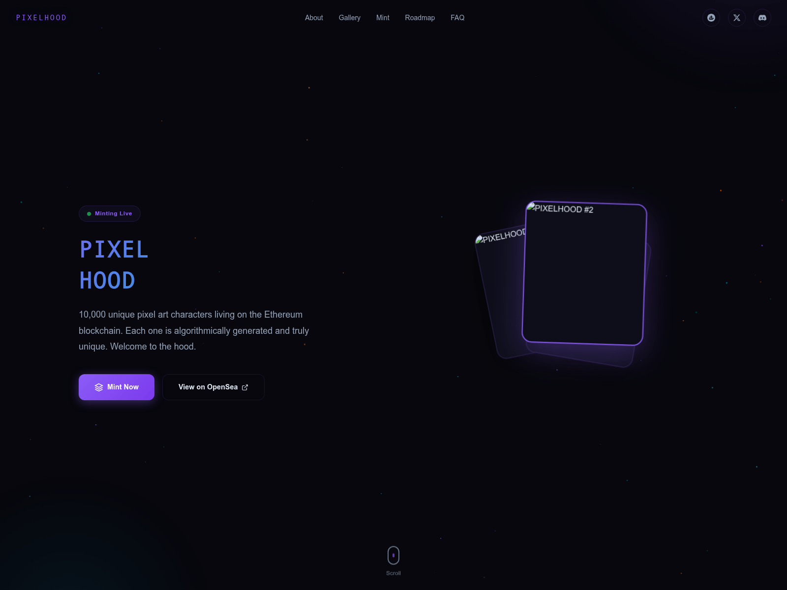 Screenshot of www.pixelhood.xyz