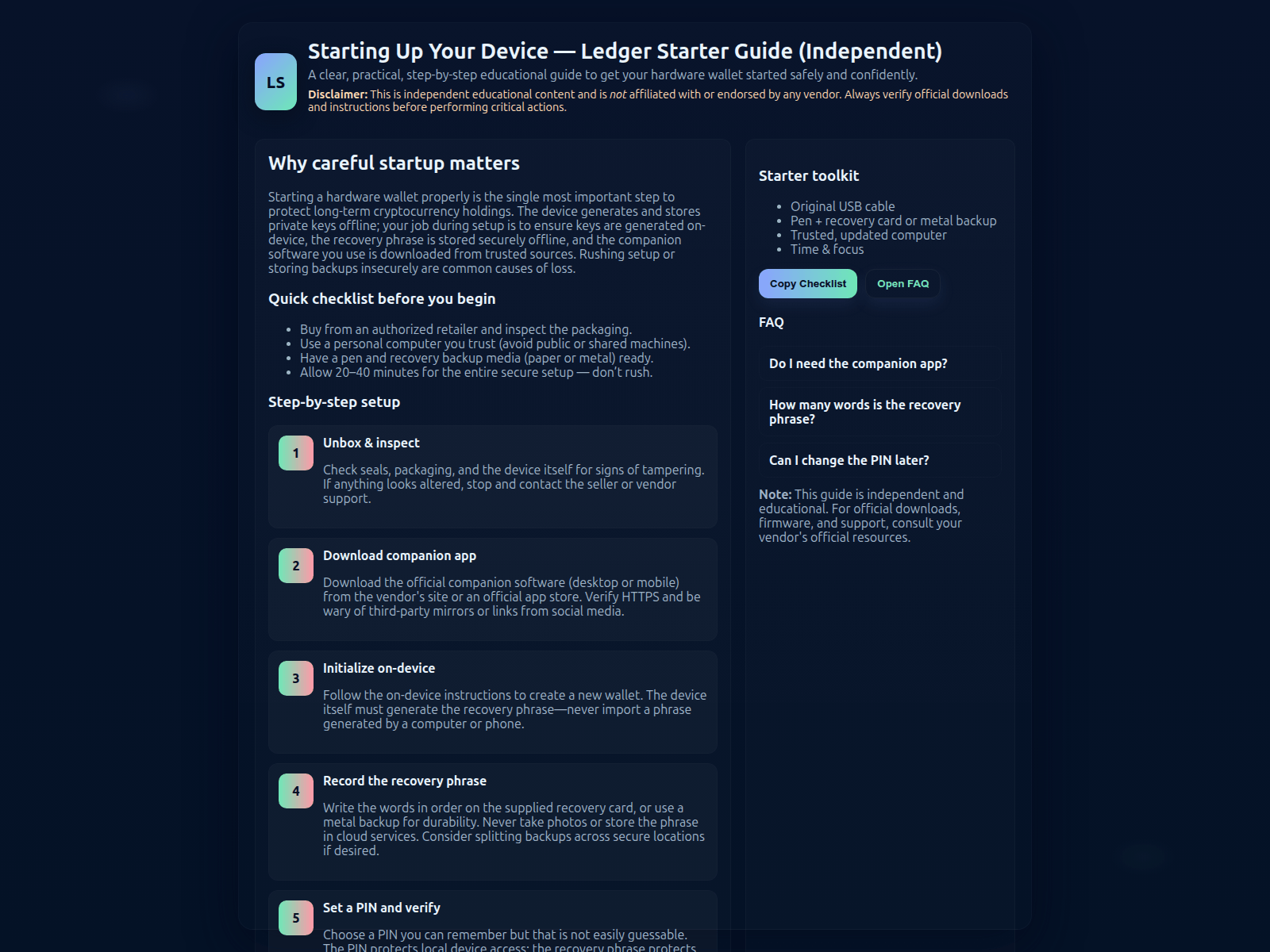 Screenshot of ldger-comstart.pages.dev