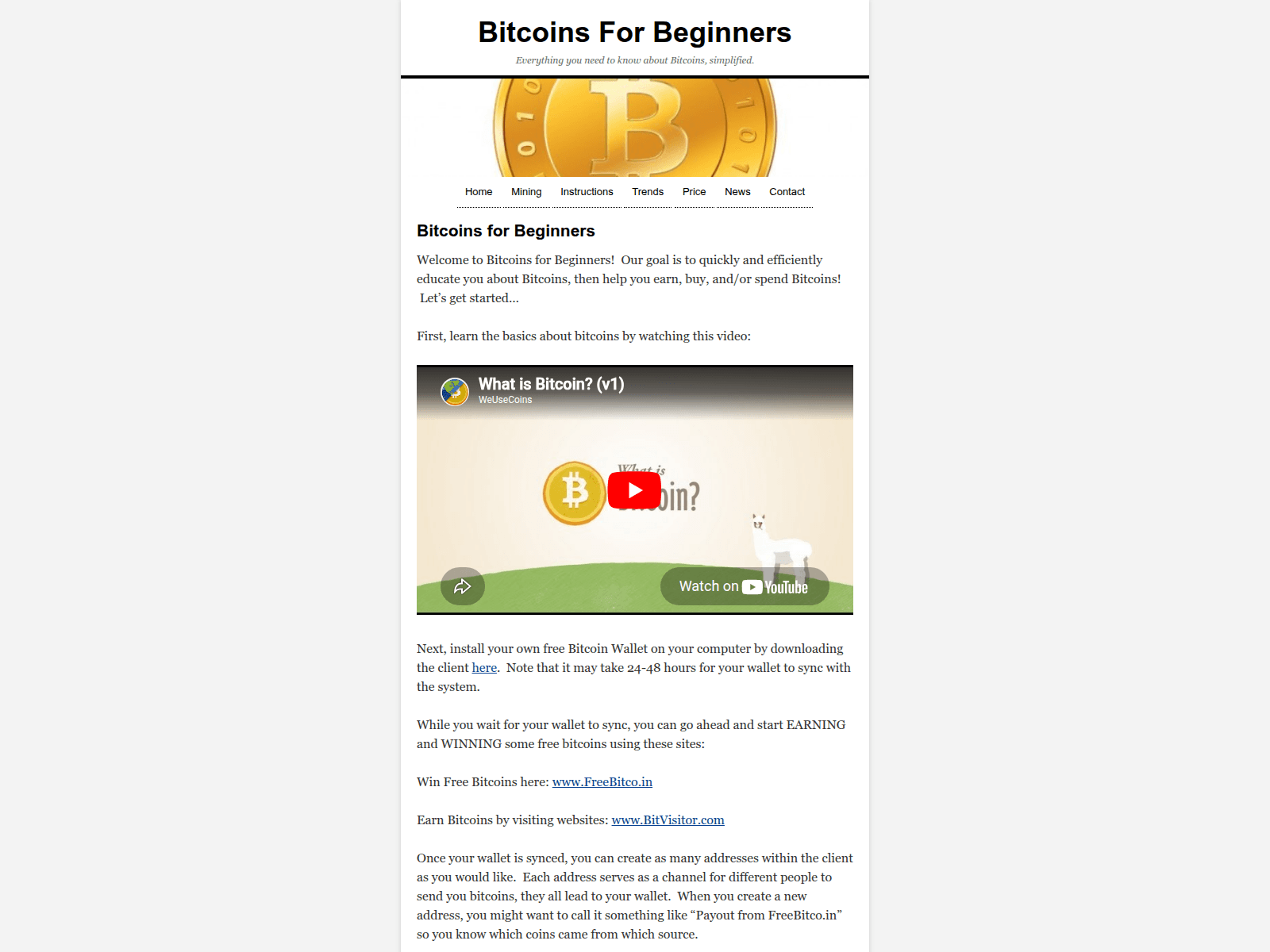 Screenshot of bitcoinsforbeginners.krakenproducts.com