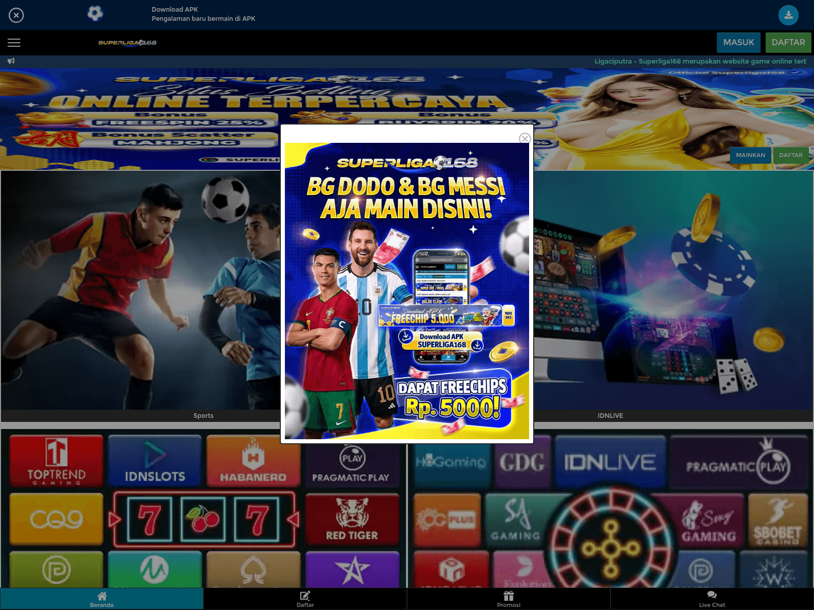Screenshot of superliga168.com