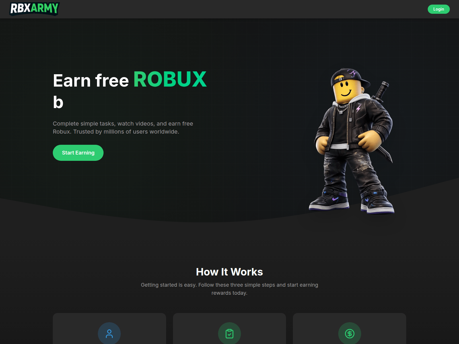 Screenshot of rbxarmy.com