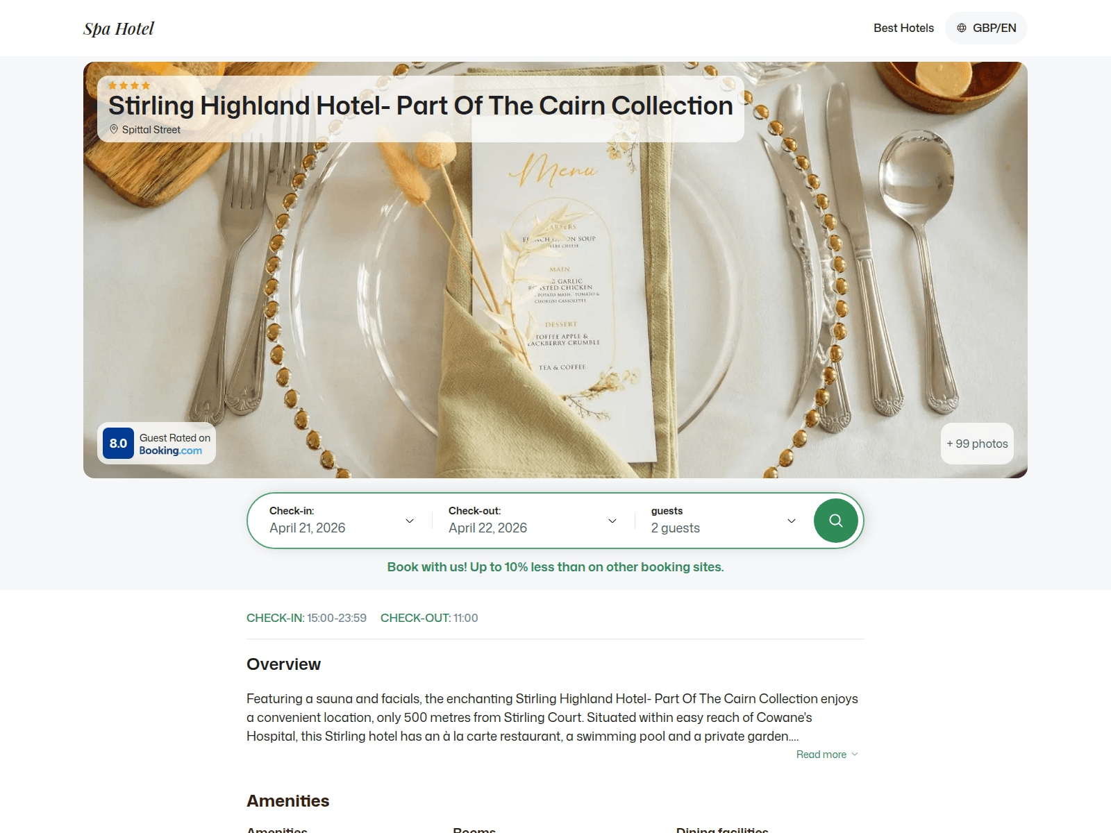 Screenshot of stirlghighlpartofthecairncollection.spahotel.guru
