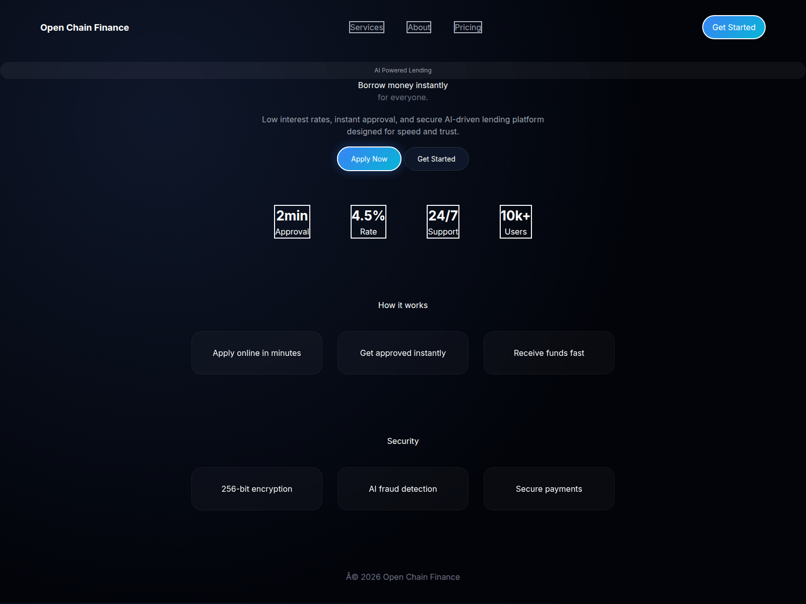 Screenshot of openchainfinance.xyz