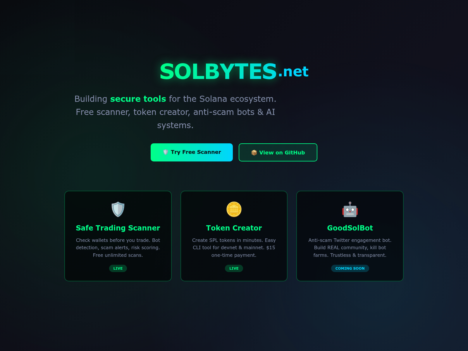 Screenshot of solbytes-website.pages.dev