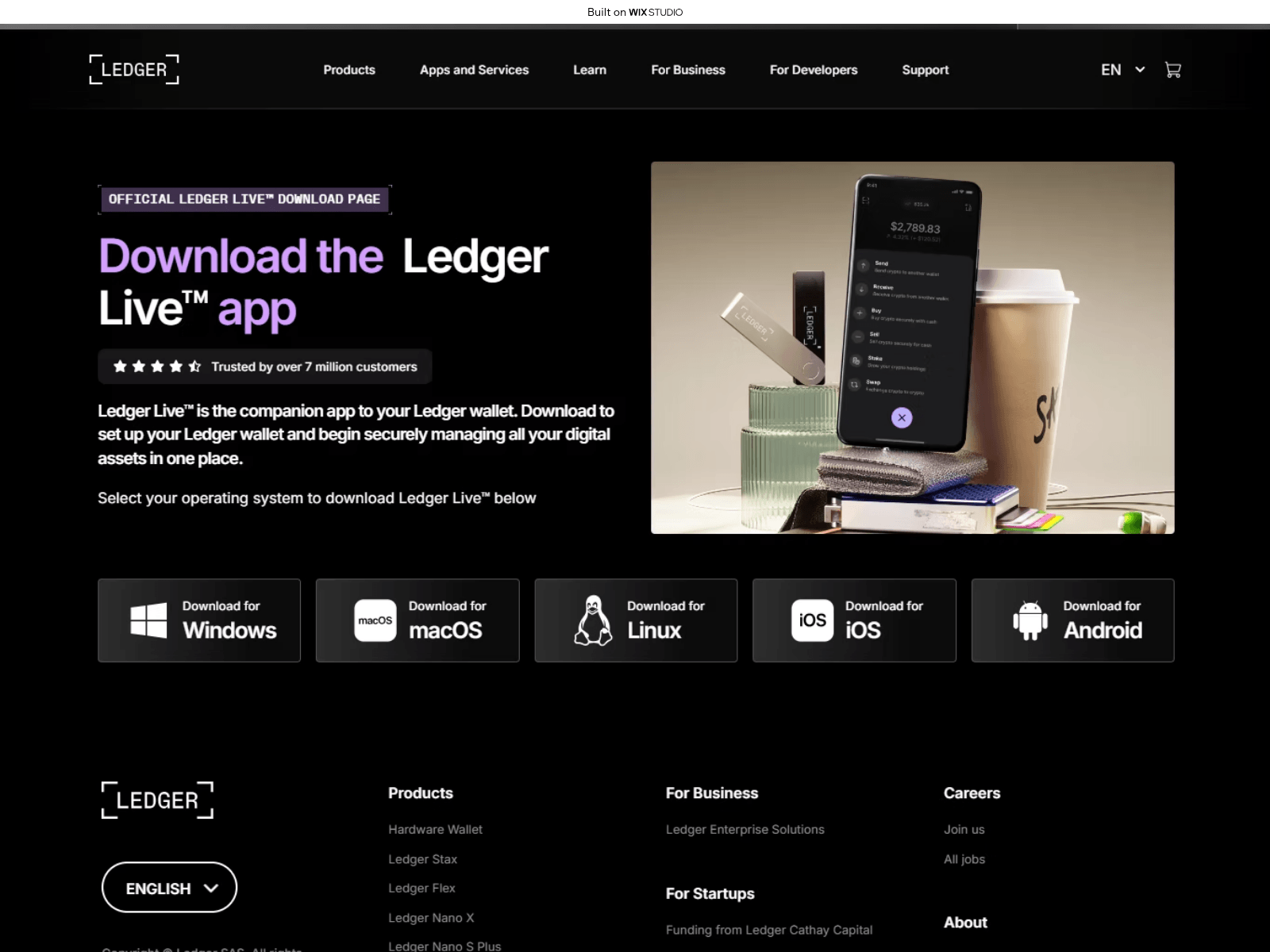 Screenshot of support-download.wixstudio.com