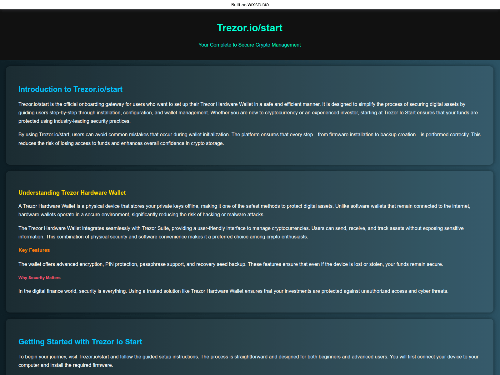 Screenshot of started-tresor.wixstudio.com