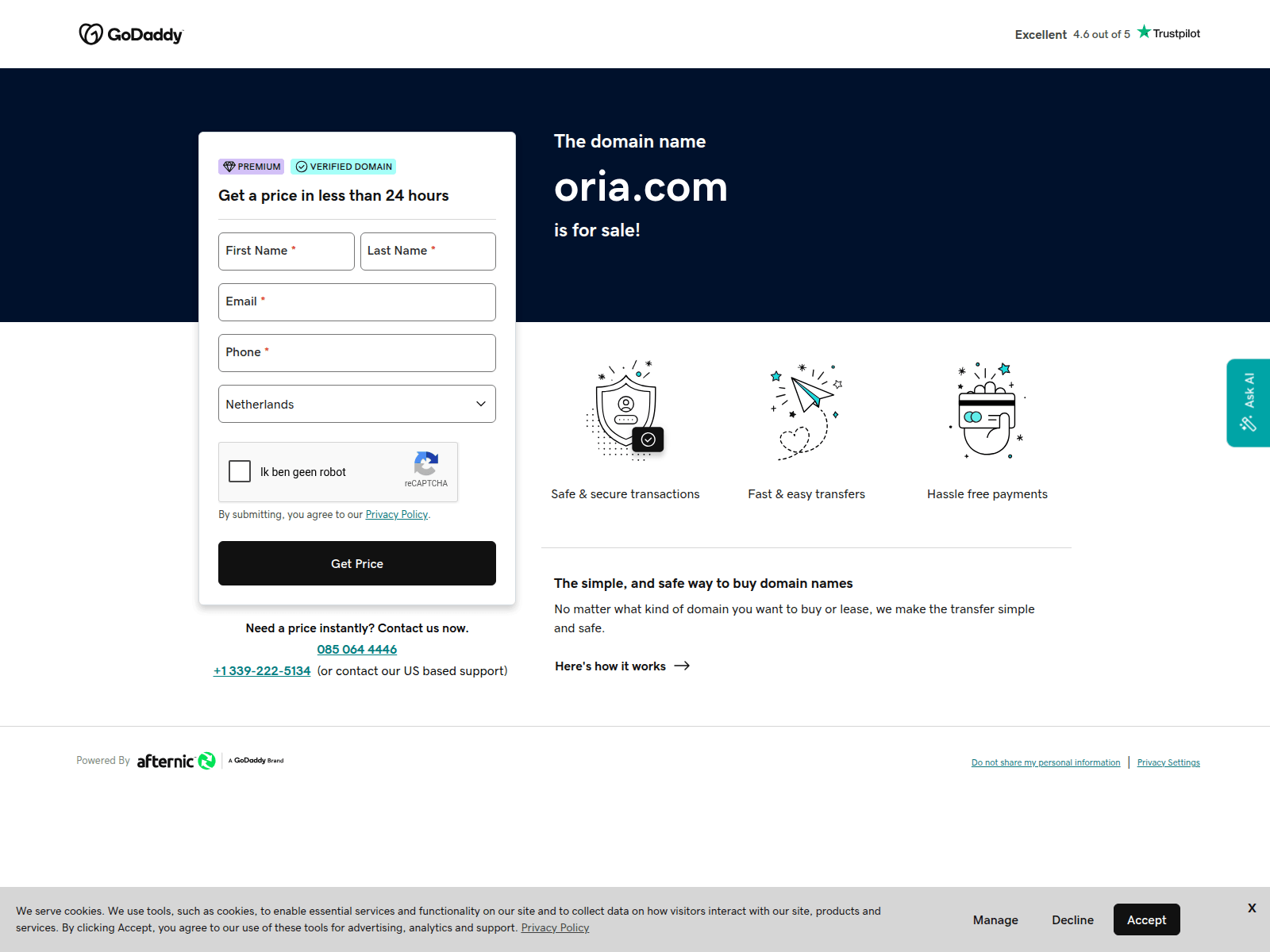 Screenshot of oria.com