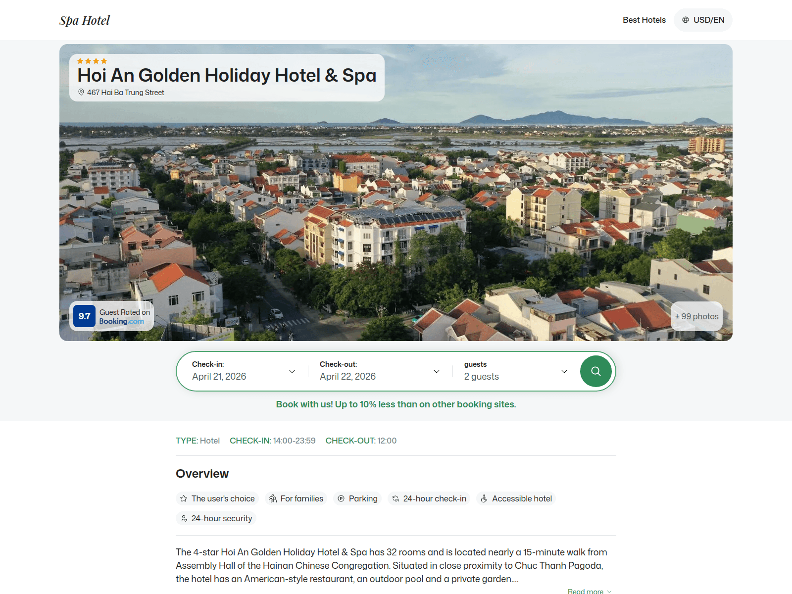 Screenshot of hoiangoldenholiday.spahotel.guru