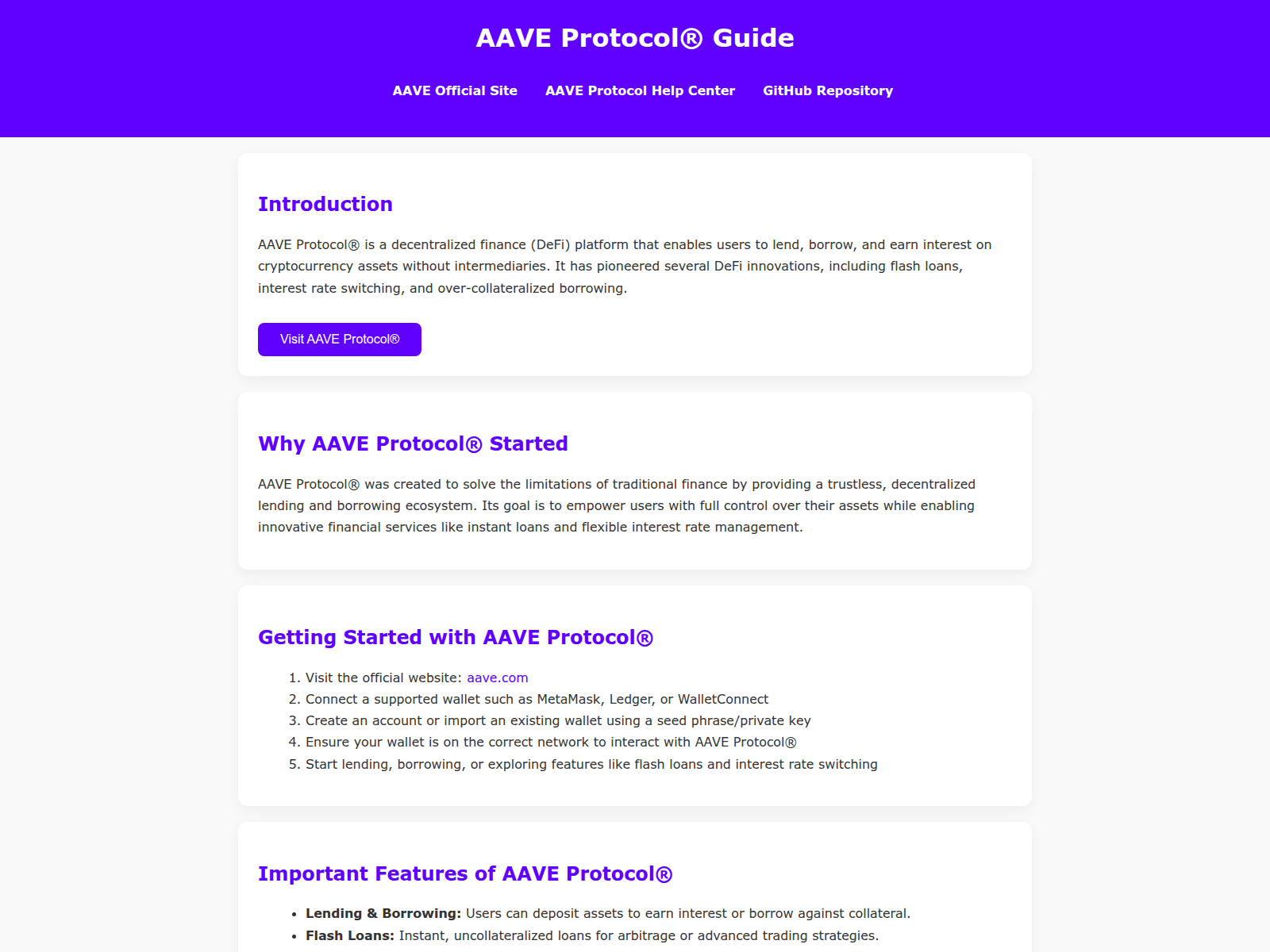 Screenshot of started-aave-protocol.pages.dev