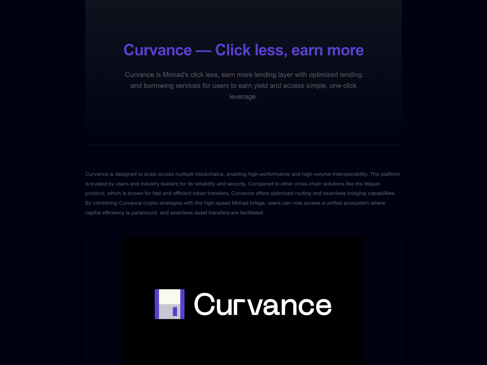 Screenshot of curvrance.com
