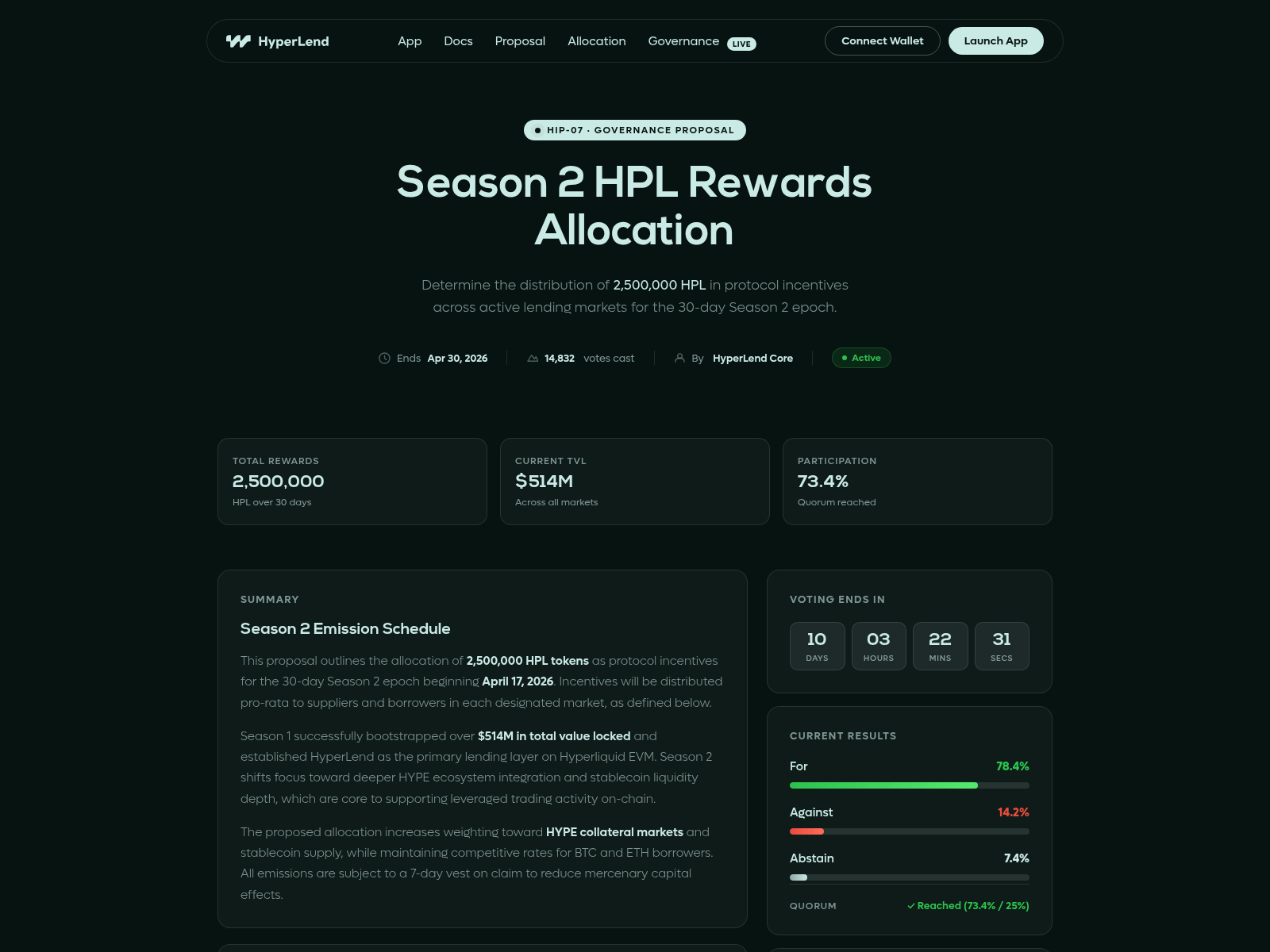 Screenshot of app-hyperlend.finance