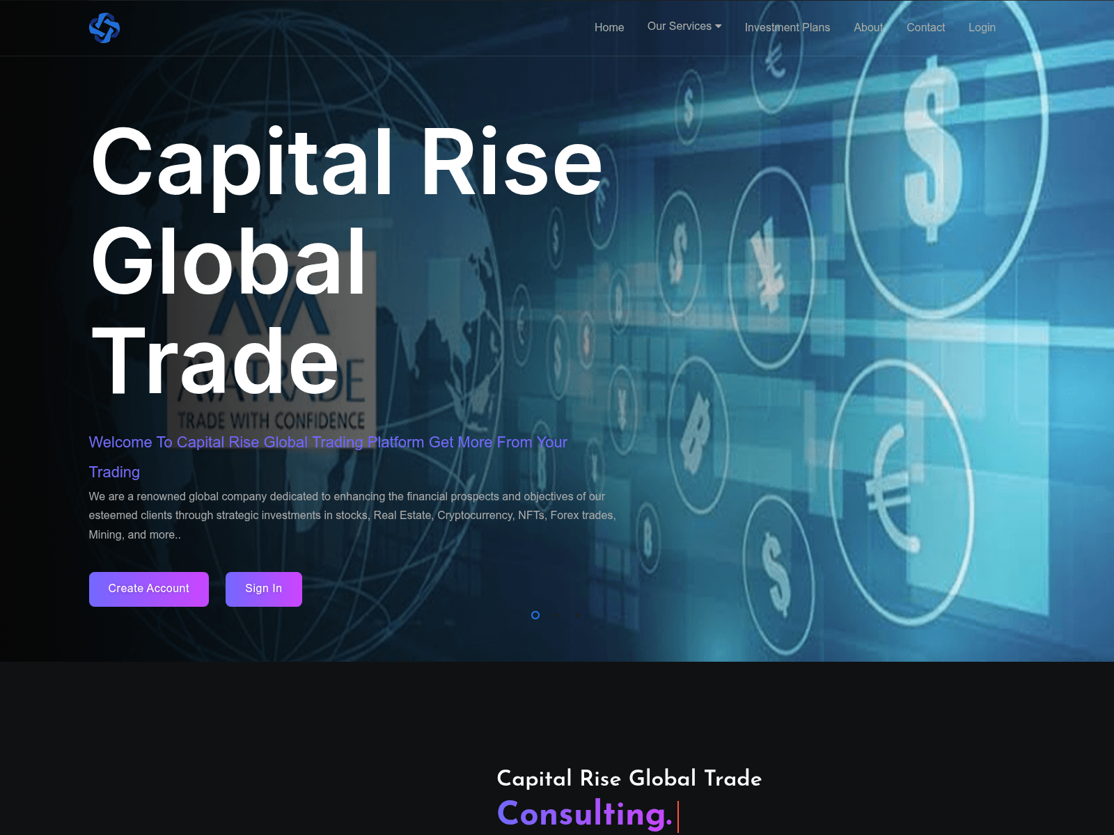 Screenshot of capitalriseglobaltrade.com