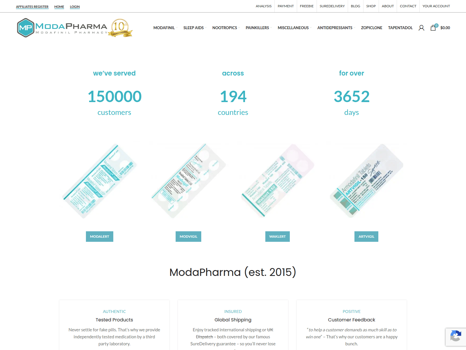 Screenshot of modapharma.com