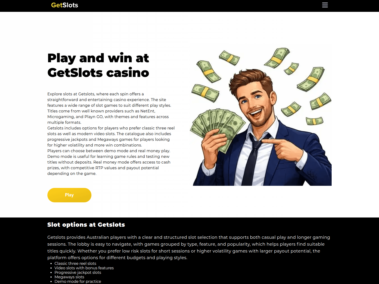 Screenshot of getslots-au.com