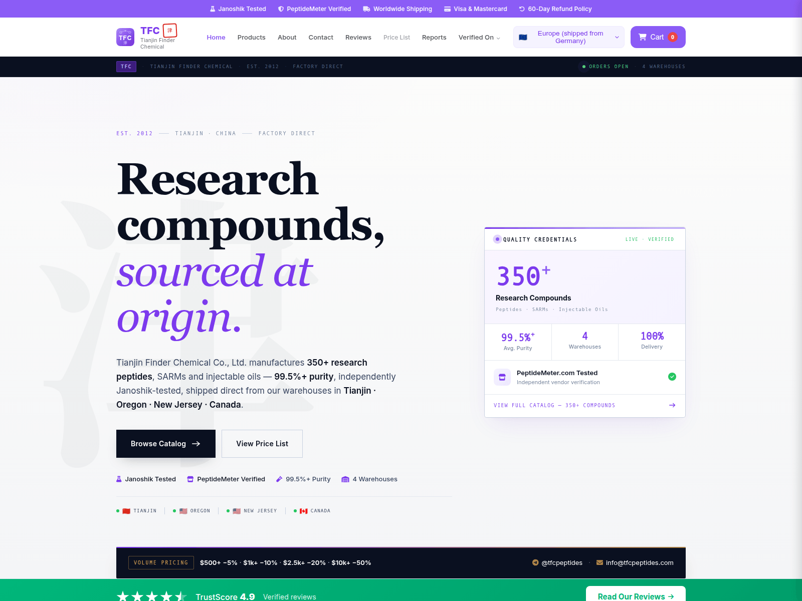 Screenshot of tfcpeptides.com