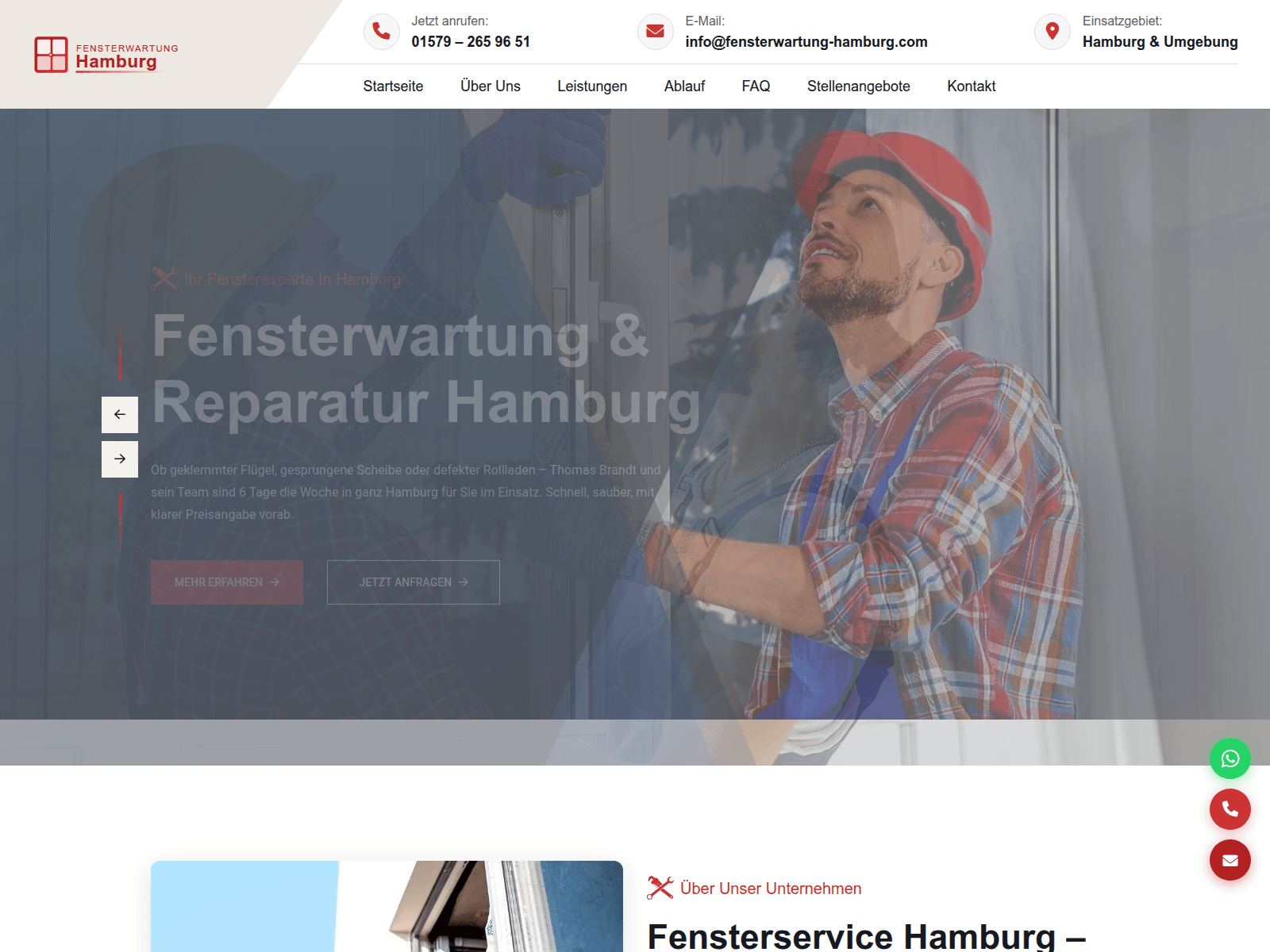 Screenshot of fensterwartung-hamburg.com